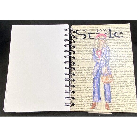 Journal Unique "MY STYLE" Fashion Designs Handmade Upcycle Spiral Notebook Flair - Picture 4 of 6